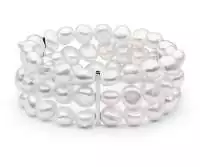 Trend-Perlenarmband 3-reihig flex weiß barock, 9-10 mm, Schmucklegierung, Gaura Pearls, Estland